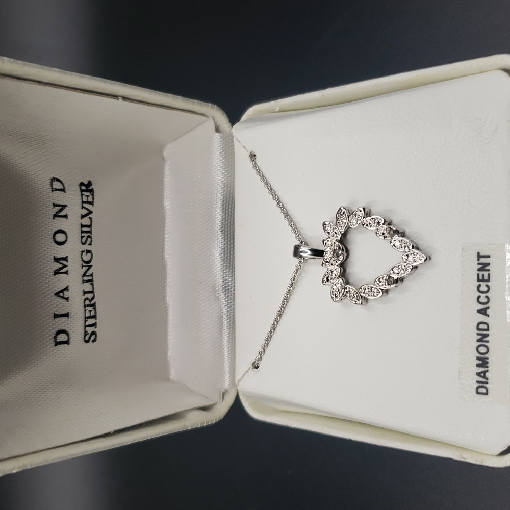 Diamond Accent Heart Pendant on 18" Sterling Silver Chain